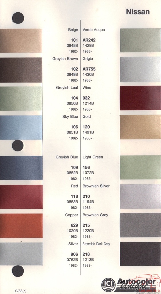 1982-1985 Nissan Paint Charts Autocolor